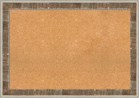 Amanti Art Natural Cork Board for Wall, 29x41 Vision Board with Brown Wood Frame, Large Corkboard Office Decor for Home Organization, Rustic Farmhouse Corkboard Pinboard to display items for home