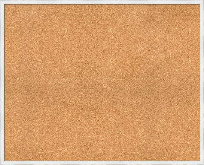 Amanti Art Natural Cork Board for Wall, 33x41 Vision Board with White Frame, X-Large Corkboard Office Decor for Home Organization, Country Rustic Corkboard Pinboard to Display Items for Home