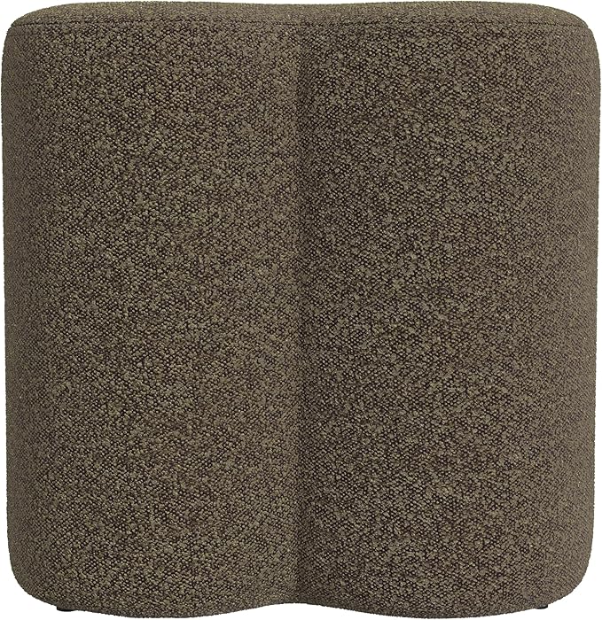 HomePop Upholstered Clover Shaped Ottoman Home Décor|Foot Rest Ottoman - Dark Brown Boucle