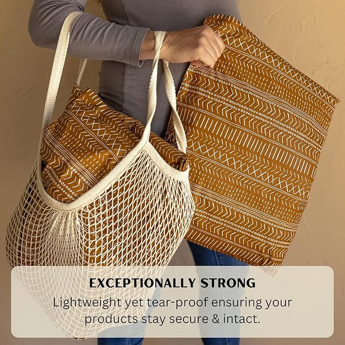 Poly Mailers 14.5x19 Inch 50 Pack Extra-Large Shipping Bags | Strong Thick Mailing Envelopes | Self-Adhesive | Waterproof & Tear Resistant | Small Business Packaging for Clothing - Boho Brown