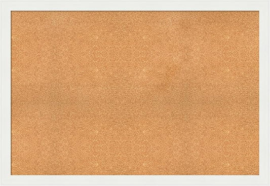 Amanti Art Natural Cork Board for Wall, 35x51 Vision Board with White Frame, Oversize Corkboard Office Decor for Home Organization, Casual Corkboard Pinboard to Display Items for Home Organization in
