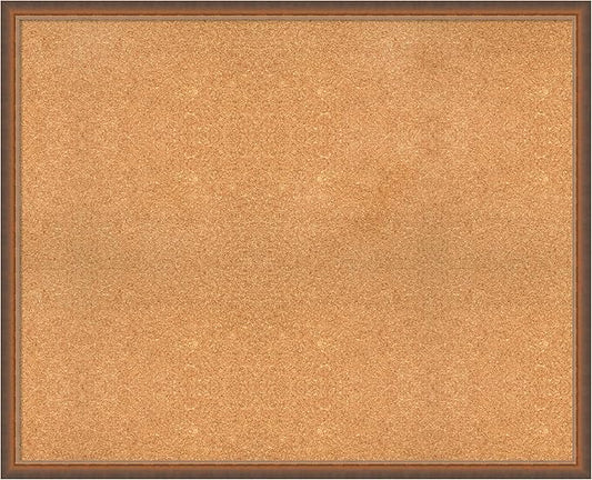 Amanti Art Natural Cork Board for Wall, 34x42 Vision Board with Bronze Frame, X-Large Corkboard Office Decor for Home Organization, Modern Corkboard Pinboard to Display Items for Home Organization in