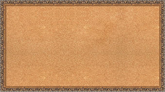 Amanti Art Natural Cork Board for Wall, 20x36 Vision Board with Bronze Frame, Large Corkboard Office Decor for Home Organization, Traditional Corkboard Pinboard to Display Items for Home Organization