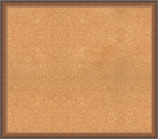 Amanti Art Natural Cork Board for Wall, 28x32 Vision Board with Bronze Frame, Large Corkboard Office Decor for Home Organization, Modern Corkboard Pinboard to Display Items for Home Organization in
