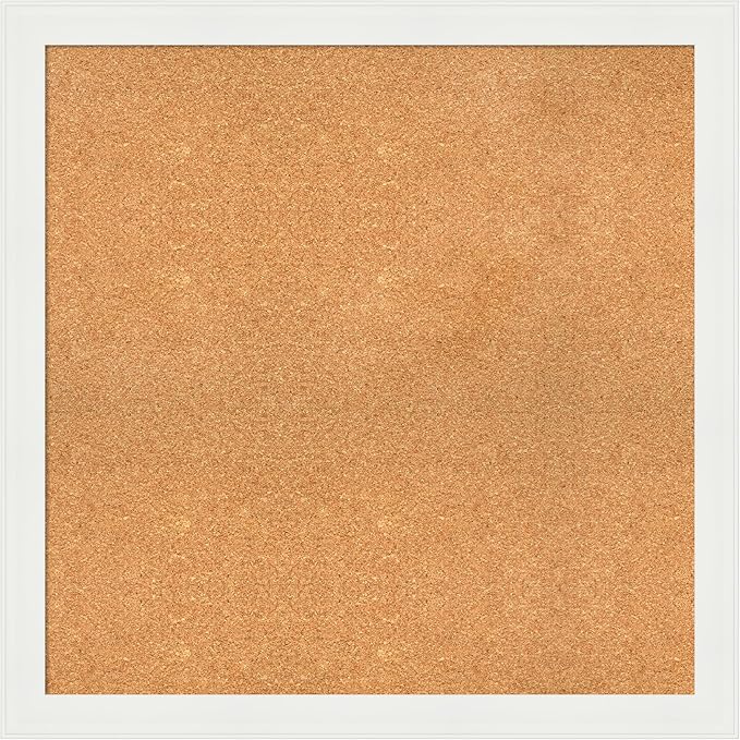 Amanti Art Natural Cork Board for Wall, 33x33 Vision Board with White Frame, Large Corkboard Office Decor for Home Organization, Casual Corkboard Pinboard to Display Items for Home Organization in