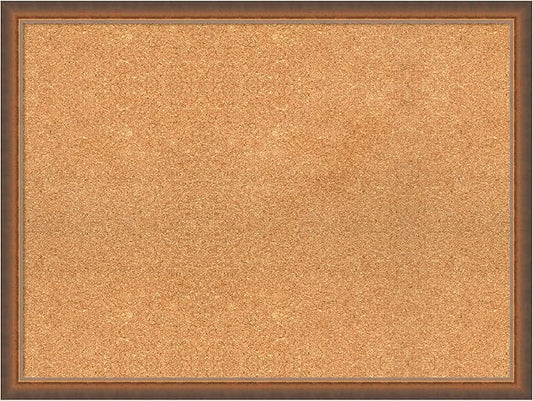 Amanti Art Natural Cork Board for Wall, 24x32 Vision Board with Bronze Frame, Large Corkboard Office Decor for Home Organization, Modern Corkboard Pinboard to Display Items for Home Organization in