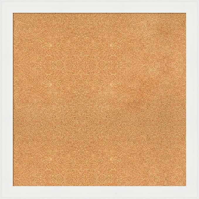 Amanti Art Natural Cork Board for Wall, 31x31 Vision Board with White Frame, Large Corkboard Office Decor for Home Organization, Casual Corkboard Pinboard to Display Items for Home Organization in