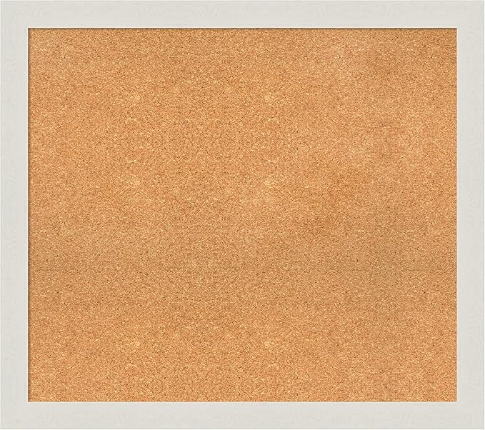 Amanti Art Natural Cork Board for Wall, 31x35 Vision Board with White Frame, Large Corkboard Office Decor for Home Organization, Country Rustic Corkboard Pinboard to Display Items for Home