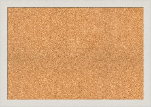 Amanti Art Natural Cork Board for Wall, 29x41 Vision Board with White Frame, Large Corkboard Office Decor for Home Organization, Country Rustic Corkboard Pinboard to Display Items for Home