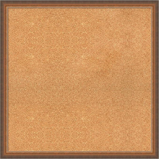 Amanti Art Natural Cork Board for Wall, 28x28 Vision Board with Bronze Frame, Large Corkboard Office Decor for Home Organization, Modern Corkboard Pinboard to Display Items for Home Organization in