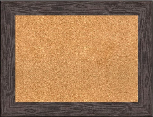 Amanti Art Natural Cork Board for Wall, 26x34 Vision Board with Black Wood Frame, Medium Corkboard Office Decor for Home Organization, Rustic Farmhouse Corkboard Pinboard to display items for home