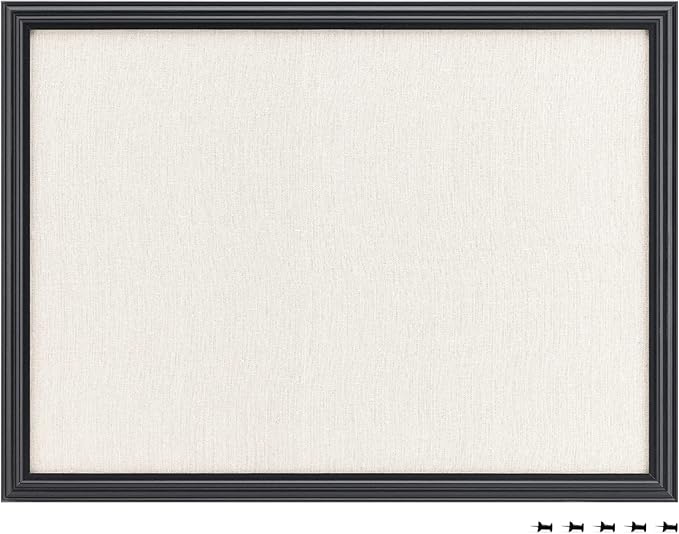 Navaris Framed Linen Bulletin Board - 17 x 23 inches Fabric Jewelry Organizer Pinboard for Wall Memory Memo Pin Board - Linen with Frame