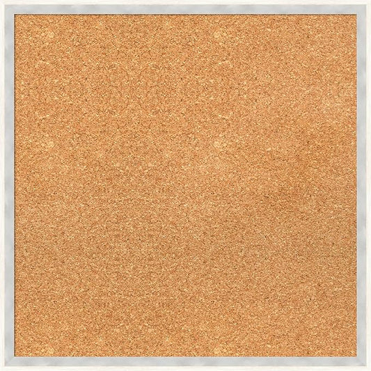 Amanti Art Natural Cork Board for Wall, 21x21 Vision Board with White Frame, Medium Corkboard Office Decor for Home Organization, Modern Corkboard Pinboard to Display Items for Home Organization in