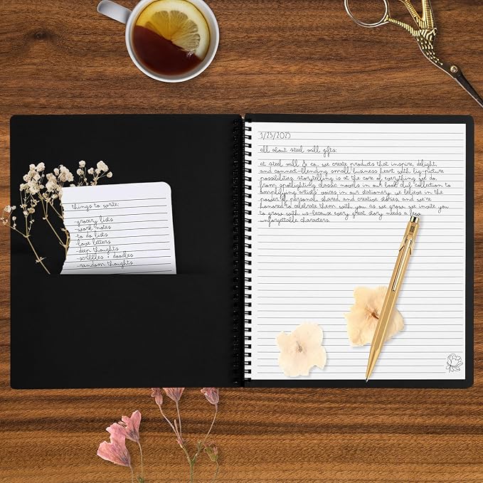 Steel Mill & Co Cute Large Spiral Notebook College Ruled, 11" x 9.5" with Durable Hardcover and 160 Lined Pages, Leopard