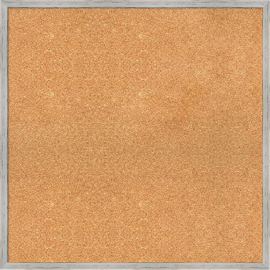 Amanti Art Natural Cork Board for Wall, 27x27 Vision Board with White Frame, Large Corkboard Office Decor for Home Organization, Cottage Corkboard Pinboard to Display Items for Home Organization in