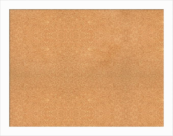 Amanti Art Natural Cork Board for Wall, 29x37 Vision Board with White Frame, Large Corkboard Office Decor for Home Organization, Casual Corkboard Pinboard to Display Items for Home Organization in