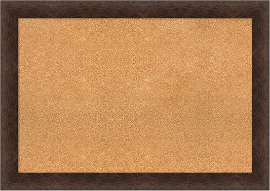 Amanti Art Natural Cork Board for Wall, 29x41 Vision Board with Brown Wood Frame, Large Corkboard Office Decor for Home Organization, Casual Corkboard Pinboard to display items for home organization
