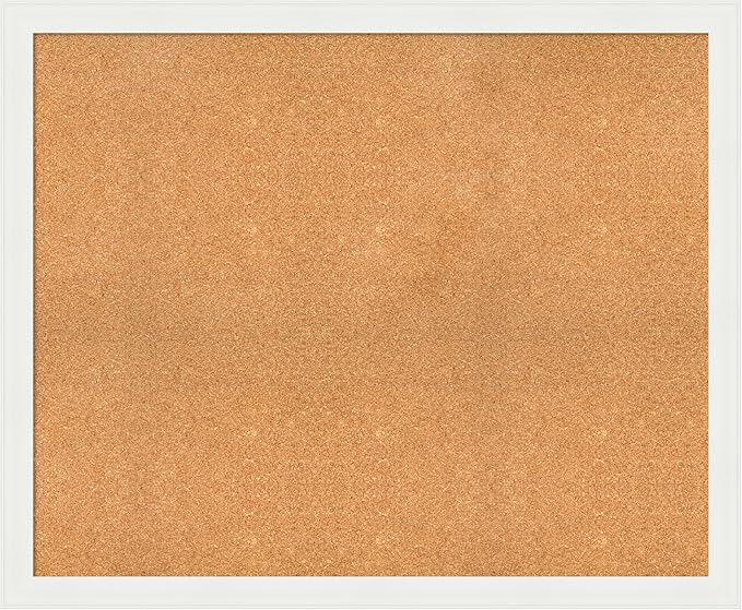 Amanti Art Natural Cork Board for Wall, 37x45 Vision Board with White Frame, Oversize Corkboard Office Decor for Home Organization, Casual Corkboard Pinboard to Display Items for Home Organization in