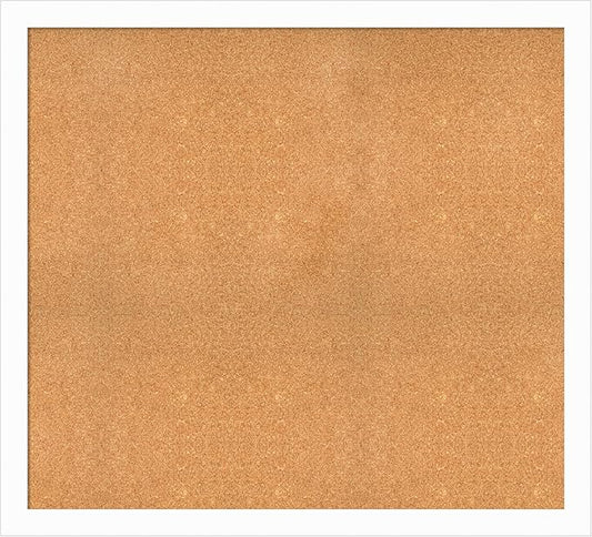 Amanti Art Natural Cork Board for Wall, 39x43 Vision Board with White Frame, Oversize Corkboard Office Decor for Home Organization, Casual Corkboard Pinboard to Display Items for Home Organization in