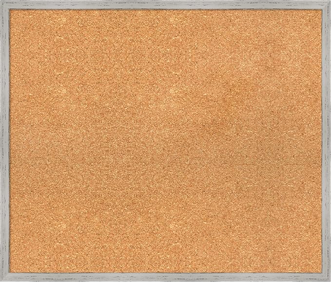 Amanti Art Natural Cork Board for Wall, 23x27 Vision Board with White Frame, Medium Corkboard Office Decor for Home Organization, Cottage Corkboard Pinboard to Display Items for Home Organization in