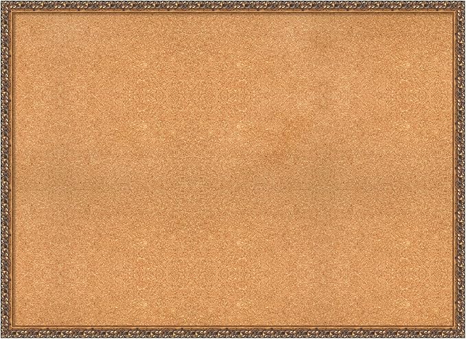 Amanti Art Natural Cork Board for Wall, 32x44 Vision Board with Bronze Frame, Oversize Corkboard Office Decor for Home Organization, Traditional Corkboard Pinboard to Display Items for Home