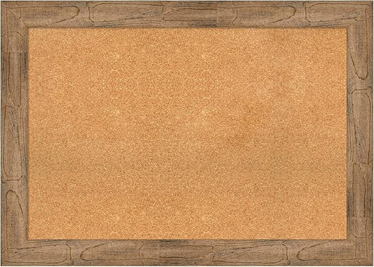 Amanti Art Natural Cork Board for Wall, 30x42 Vision Board with Brown Wood Frame, Large Corkboard Office Decor for Home Organization, Rustic Farmhouse Corkboard Pinboard to display items for home