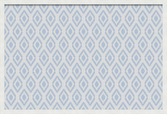 PinPix 36x24 inch Cork Bulletin Board. This Decorative Framed Pin Board Comes with Ikat Light Blue Design and Satin White Frame. Ideal for Home, Office Decor or School (PinPix-1633)