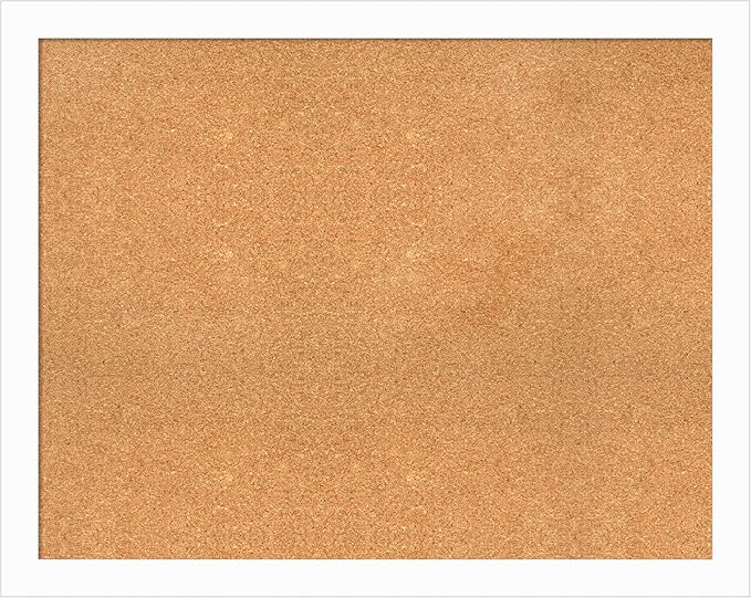 Amanti Art Natural Cork Board for Wall, 31x39 Vision Board with White Frame, Large Corkboard Office Decor for Home Organization, Casual Corkboard Pinboard to Display Items for Home Organization in