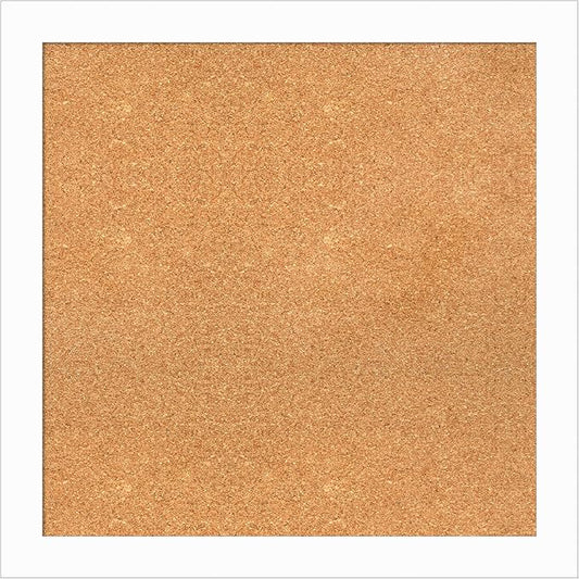 Amanti Art Natural Cork Board for Wall, 27x27 Vision Board with White Frame, Medium Corkboard Office Decor for Home Organization, Casual Corkboard Pinboard to Display Items for Home Organization in