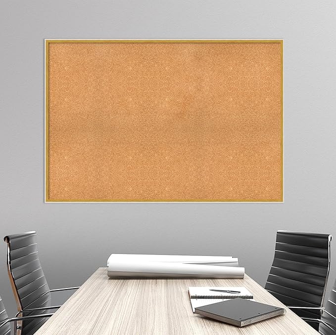 Amanti Art Natural Cork Board for Wall, 35x51 Vision Board with White Frame, Oversize Corkboard Office Decor for Home Organization, Modern Corkboard Pinboard to Display Items for Home Organization in