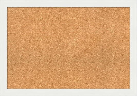 Amanti Art Natural Cork Board for Wall, 27x39 Vision Board with White Frame, Large Corkboard Office Decor for Home Organization, Casual Corkboard Pinboard to Display Items for Home Organization in