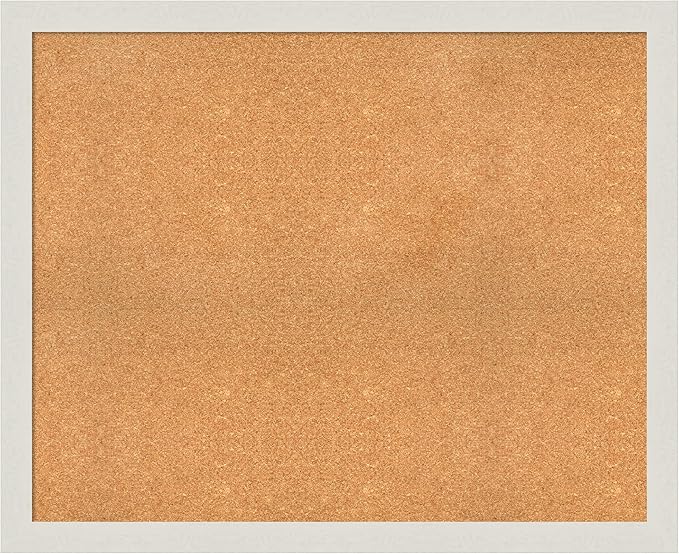 Amanti Art Natural Cork Board for Wall, 35x43 Vision Board with White Frame, X-Large Corkboard Office Decor for Home Organization, Country Rustic Corkboard Pinboard to Display Items for Home