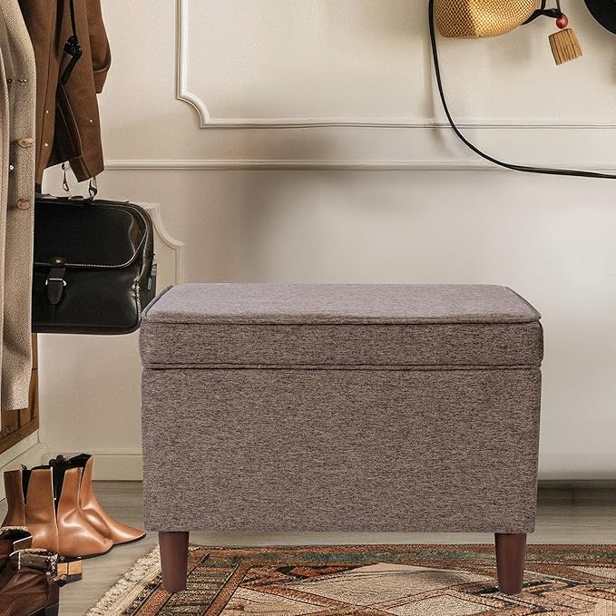 Home Decor | Dinah Collection Modern Storage Ottoman | Ottoman with Storage for Living Room & Bedroom (Chocalate Brown)
