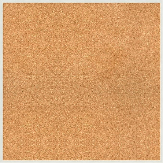 Amanti Art Natural Cork Board for Wall, 27x27 Vision Board with White Frame, Large Corkboard Office Decor for Home Organization, Modern Corkboard Pinboard to Display Items for Home Organization in