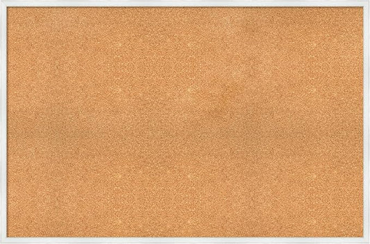 Amanti Art Natural Cork Board for Wall, 31x47 Vision Board with White Frame, Oversize Corkboard Office Decor for Home Organization, Country Rustic Corkboard Pinboard to Display Items for Home