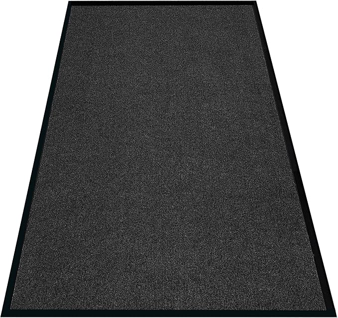 Front Door Mat, 4' x 6' Extra Large Commercial Industrial Rug Heavy Duty Outdoor Indoor Entryway Doormat Low Profile Welcome Entry Door Mat Non Slip Backing for Entrance Home Office,Black