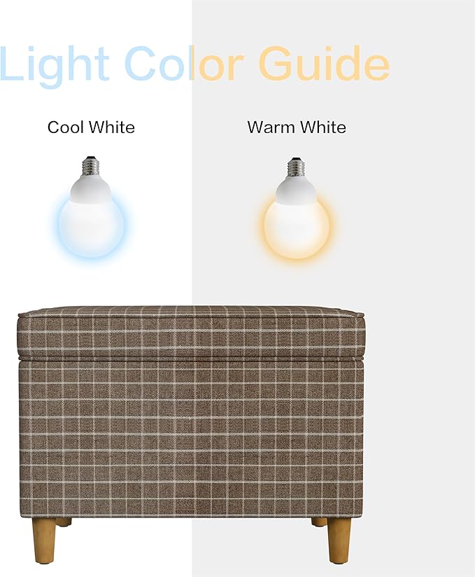 Home Decor | Dinah Collection Modern Storage Ottoman | Ottoman with Storage for Living Room & Bedroom(Brown Windowpane Fabric)