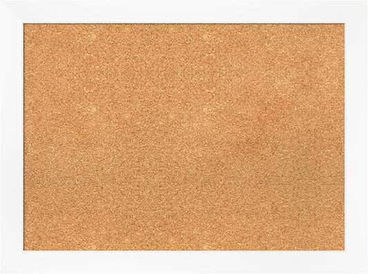 Amanti Art Natural Cork Board for Wall, 23x31 Vision Board with White Frame, Medium Corkboard Office Decor for Home Organization, Modern Corkboard Pinboard to Display Items for Home Organization in