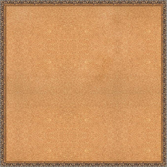 Amanti Art Natural Cork Board for Wall, 36x36 Vision Board with Bronze Frame, Oversize Corkboard Office Decor for Home Organization, Traditional Corkboard Pinboard to Display Items for Home